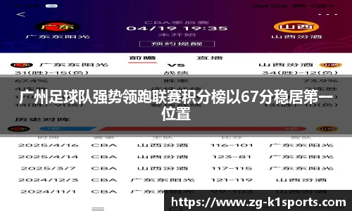 广州足球队强势领跑联赛积分榜以67分稳居第一位置